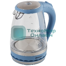 Чайник электрический Energy E-279 стеклянный, 1.5л, синий,1850-2200 Вт, (в уп. 6 шт)