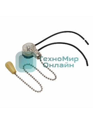 Выключатель Rexant для настенного светильника c проводом и деревянным наконечником, серебряный, 1 шт.