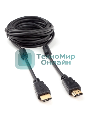 Кабель HDMI Cablexpert CCF2-HDMI4-15, 19M/19M, v2.0, медь, позол.разъем, экран, 2 фер.кольца, 4.5м, черный, пакет