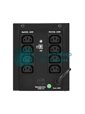 Источник бесперебойного питания ExeGate Power NB-2200.LED.AVR.8C13.USB (2200VA/1300W, LED, AVR, 8*C13, USB, батарея 12V 9Ah - 2 шт., металлический корпус, Black)