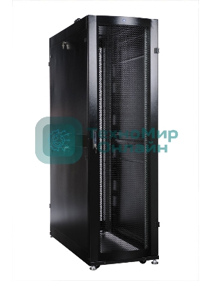 Шкаф серверный ПРОФ напольный 48U (600x1200) дверь перфор. 2 шт., черный, в сборе