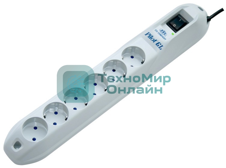 Сетевой фильтр Pilot GL 6 розеток (5 евро + 1 без заземления) 3 м Surge protector Pilot GL 6 outlets (5 euro + 1 without ground) 10A/2.2kVt, 3m