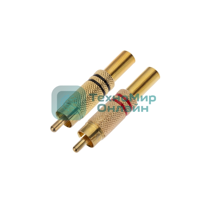 Разъем штекер PROconnect RCA металл пайка ZN черный/красный GOLD