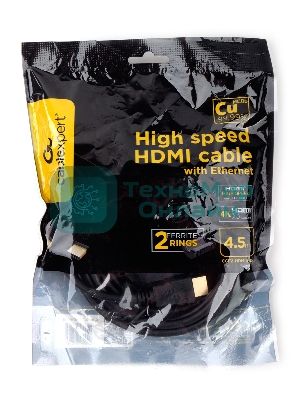 Кабель HDMI Cablexpert CCF2-HDMI4-15, 19M/19M, v2.0, медь, позол.разъем, экран, 2 фер.кольца, 4.5м, черный, пакет