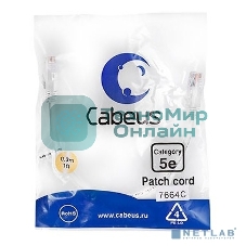 Шнур комм. Cabeus, Cat.5e, неэкр., U/UTP, RJ45/RJ45, PVC, AWG24, 0.3м, белый