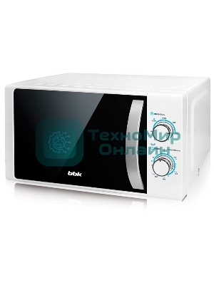 Микроволновая печь BBK 20MWS-711M/WS C белый/серебристый, 20 л, 700 Вт, переключатели - поворотный механизм
