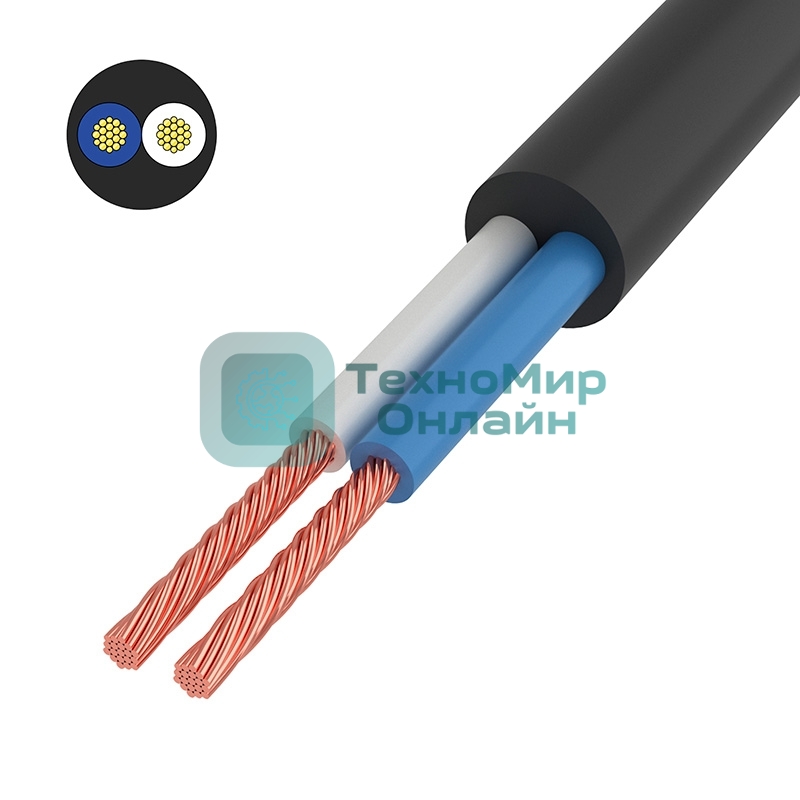 Провод соединительный ПВС Rexant 2x1,5 мм², черный, длина 50 метров, ГОСТ 7399-97