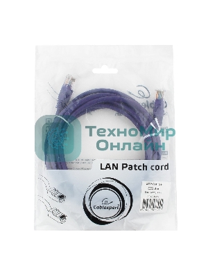 Патч-корд UTP Cablexpert cat.5e, 3м, литой, многожильный, фиолетовый