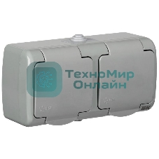 Розетка IEK ERA22-K03-16-54 РСш22-2-А Розетка 2-ая с з/к откр. уст. 16А IP54 AQUATIC