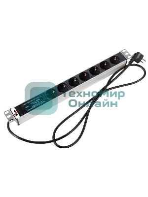 Блок розеток Rem-16 с фил. и инд., 7 Shuko, 16A, алюм., 19