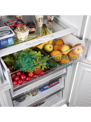 Холодильник Maunfeld MFF1857NFW белый мат. инвертер двухкамерный 336/117л морозилка снизу