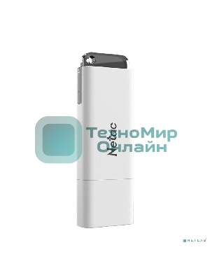 Флешка USB Netac U185 (NT03U185N-032G-20WH), 32Gb, USB 2.0, R/W 25/10, белый/серый