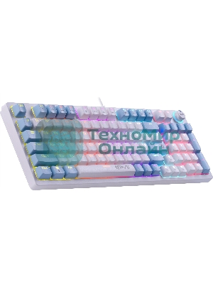 Клавиатура проводная Defender Hawk GK-418, USB, белый/голубой