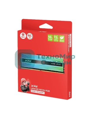 Оперативная память XPG Lancer Neon RGB, DDR5, 32GB (2x16GB), 6400MHz, CL32, DIMM, с радиаторами, RGB, серебристая