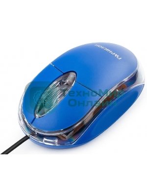 Мышь проводная Гарнизон GM-100B синий, 1000 dpi, USB, кнопки - 3