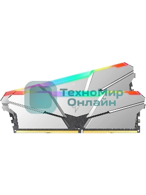 Оперативная память NETAC Shadow, DDR4, 16Gb (2x8Gb), 3200MHz, CL14, DIMM, с радиаторами, RGb, серебристый