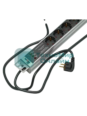 Блок розеток Rem-16 с фил. и инд., 7 Shuko, 16A, алюм., 19