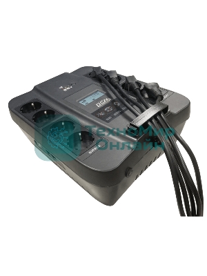 Источник бесперебойного питания Powercom Back-UPS SPIDER, Line-Interactive, LCD, AVR, 900VA/540W, Schuko, USB, black (1456263)