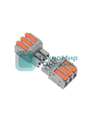 Клемма Rexant СМК 222-423R проходная разъемная 3 полюса серый 0,2-2,5/4 мм² (40 шт/уп)