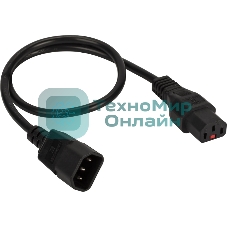 Шнур питания LANMASTER с блокировкой C13-C14, 3х0.75, 220В, 10А, черный, 1.5 м.