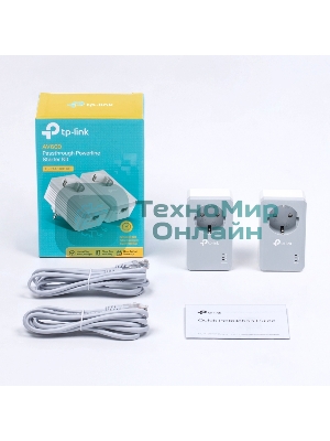 Сетевой адаптер TP-Link TL-PA4010PKIT AV600 Powerline Adapter with AC Pass Through Starter Kit, Ultra Compact Size, 500Mbps Powerline Datarate, 10/100Mbps Fast Ethernet, HomePlug AV, Green Powerline, Plug and Play