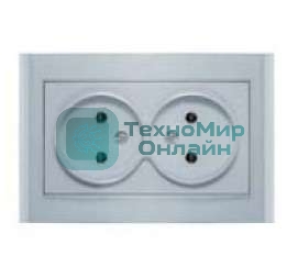 Розетка 2-м СП Бриллиант 16А IP20 без заземл. серебр. Universal 7949766