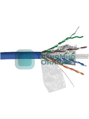 Кабель информационный Lanmaster LAN-6AFTP-LSZH-BL кат.6А F/UTP общий экран 4X2X23AWG LSZH внутренний 305м синий