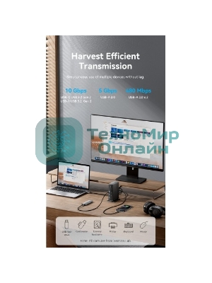 Мультифункциональная док-станция Vention USB Type C 14 в 1 с поддержкой Thunderbolt 4