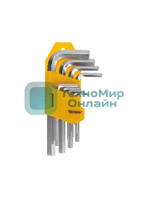 Набор ключей имбусовых HEX Kranz 1,5-10 мм, CrV, 9 шт.