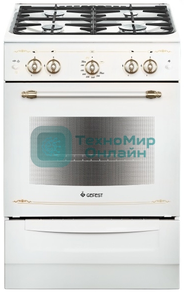 Плита газовая Gefest ПГ 6100-02 0185 белый, конфорок 4 шт, духовка 52 л, 60 см x 85 см x 60 см