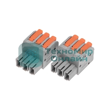 Клемма Rexant СМК 222-423R проходная разъемная 3 полюса серый 0,2-2,5/4 мм² (40 шт/уп)