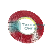 Скотч двусторонний прозрачный 3M с красной защитной лентой толщина 1мм ширина 3мм 10м
