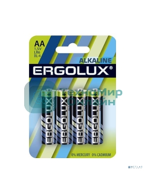 Элемент питания алкалиновый Ergolux LR6 BL-4 LR6 BL-4 1.5В Alkaline (блист.4шт)