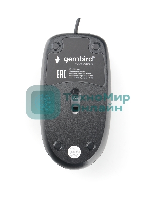 Мышь проводная Gembird MOP-200 черный, 1000 dpi, USB, кнопки - 3