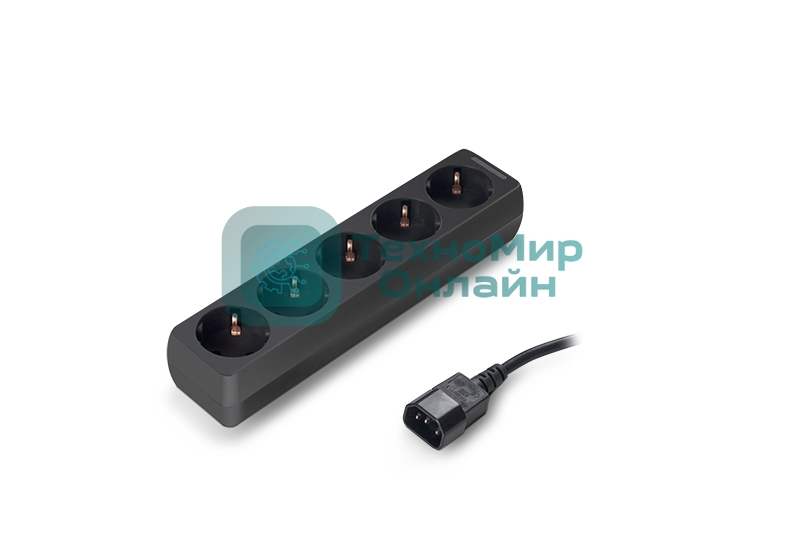 Удлинитель для ИБП ExeGate EX221200RUS SPU-5-0.5B (5 розеток, 0.5м, UPS вилка IEC320-C14, черный)