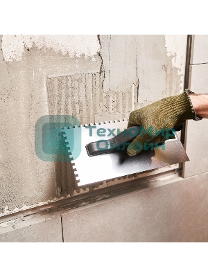 Гладилка нержавеющая Rexant 130х270 мм, зуб 6х6 мм, пластиковая ручка