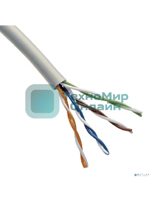 Кабель витая пара Rexant U/UTP, CAT 5e, PVC, 4PR, 24AWG, INDOOR, SOLID, серый, 305м