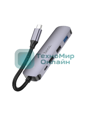 Разветвитель USB-C Hoco HB27 4порт. серый