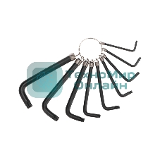 Набор ключей имбусовых TORX Kranz T10-T50, CrV, 9 шт., оксидированные, на кольце