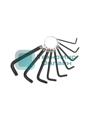 Набор ключей имбусовых TORX Kranz T10-T50, CrV, 9 шт., оксидированные, на кольце