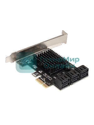 Контроллер ExeGate EXE-516v2 (PCI-E x1 v2.0, SATA3 6Gb/s, 6 int, ASMedia Chipset ASM1166)