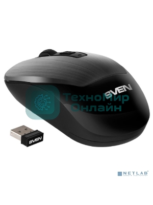 Мышь беспроводная SVEN RX-380W серый металлик, 1600 dpi, радиоканал, USB, кнопки - 4