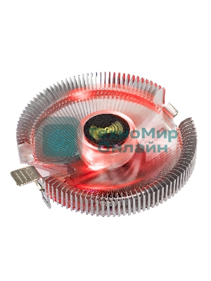 Кулер для процессора ExeGate Wizard EE91-PWM.RED серебристый, 90 мм, алюминий, 2400 об/мин, 24 дБ, 4 pin, 75 Вт, 45 мм