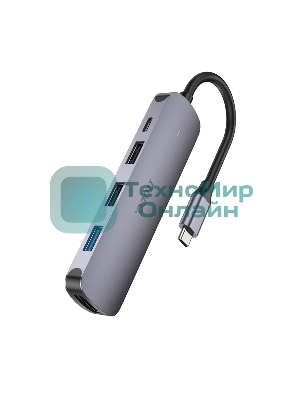 Разветвитель USB-C Hoco HB27 4порт. серый