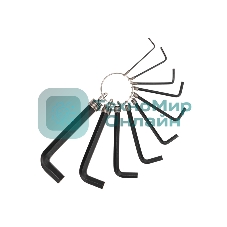 Набор ключей имбусовых HEX Kranz 1,5-10 мм, CrV, 10 шт., оксидированные, на кольце