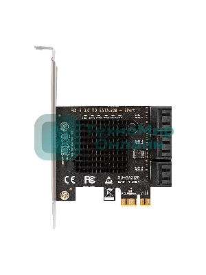 Контроллер ExeGate EXE-516v2 (PCI-E x1 v2.0, SATA3 6Gb/s, 6 int, ASMedia Chipset ASM1166)