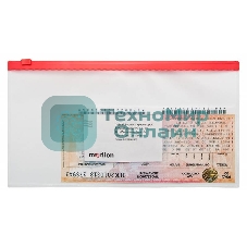 Папка на молнии ZIP Бюрократ -BPM6AGRN, пластик, 0.15мм, карман для визиток, цвет молнии зеленый, Travel формат