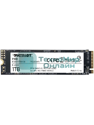 Накопитель SSD Patriot P300, 1000Gb, PCIe 3.0 x4, M.2 2280, NVMe, R/W 2100/1650