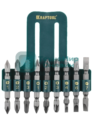 Набор KRAFTOOL Биты двухсторонние, в пласт. держателе, Cr-V, 9 предметов