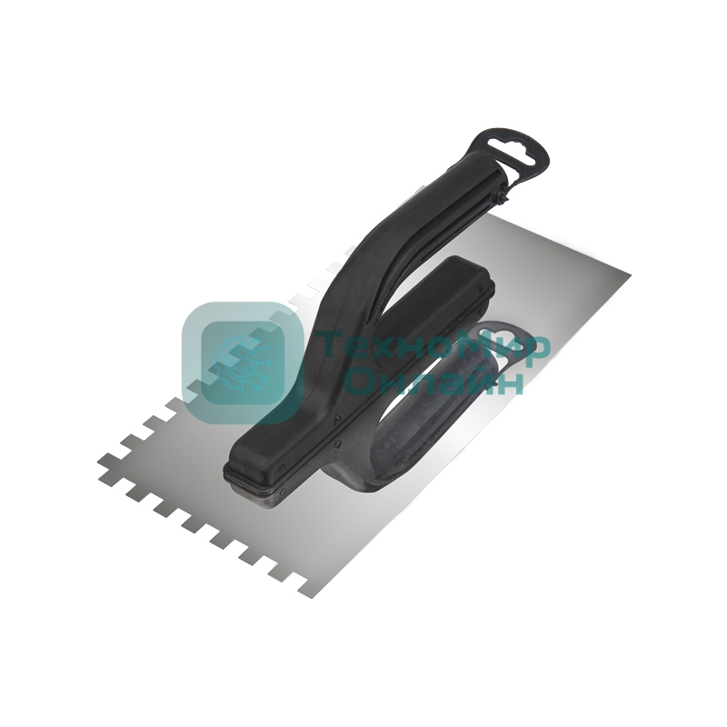 Гладилка нержавеющая Rexant 130х270 мм, зуб 4х4 мм, пластиковая ручка